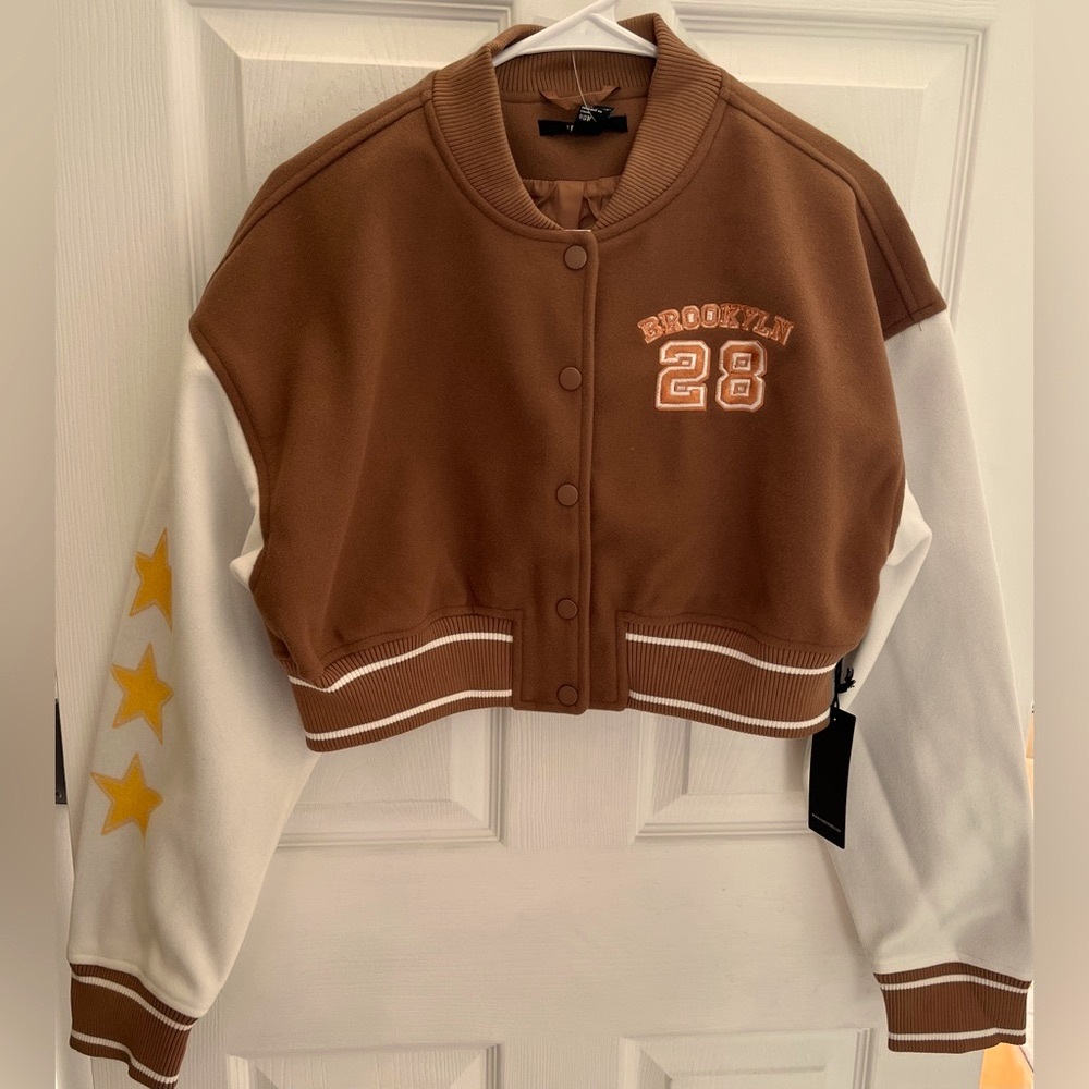 Jacket Varsity Cropped, Women’s Size Large NWT